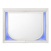 Tarian Rectangular Wooden Frame Mirror with LED in Pearl White